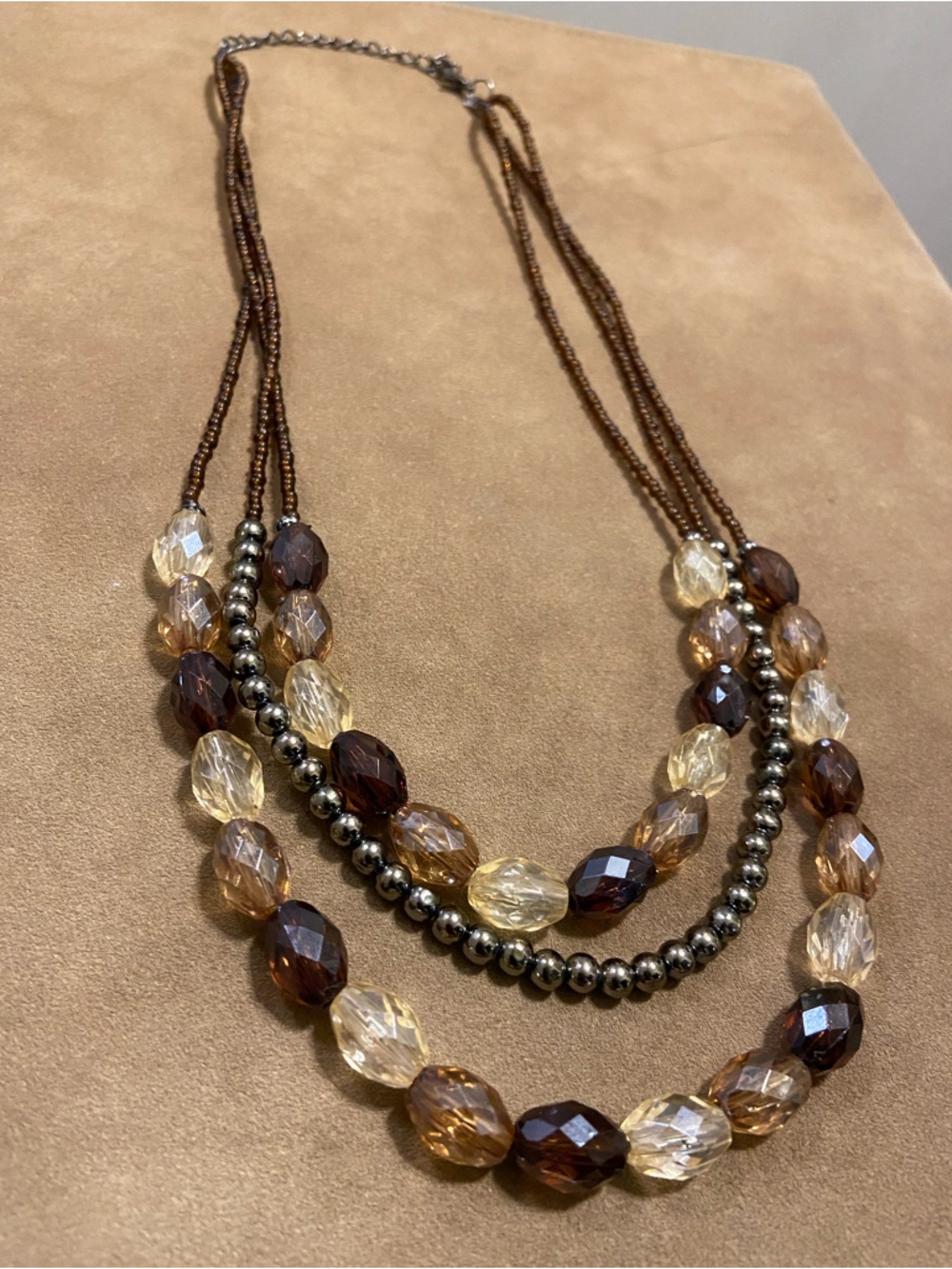 Brown Multi-Strand Hematite Beaded Necklace - Picture 2 of 3